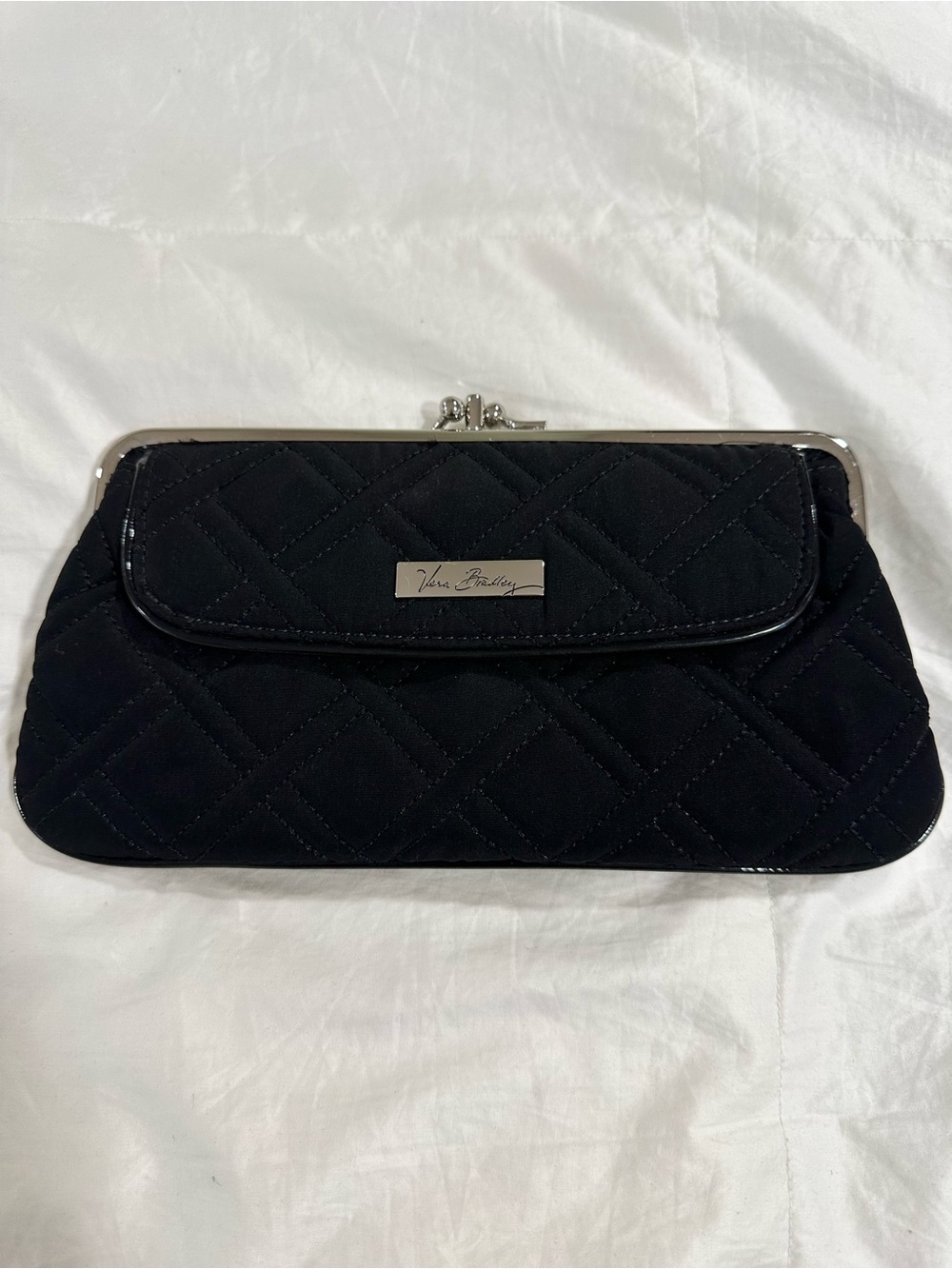 Vera Bradley Black Quilted Kiss-Lock Clutch
